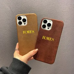 Fashion Luxury Animal Leather Case For Iphone 11 12 13 14 15 Pro Max Xs Xr Personalised Custom Name Initials Cover