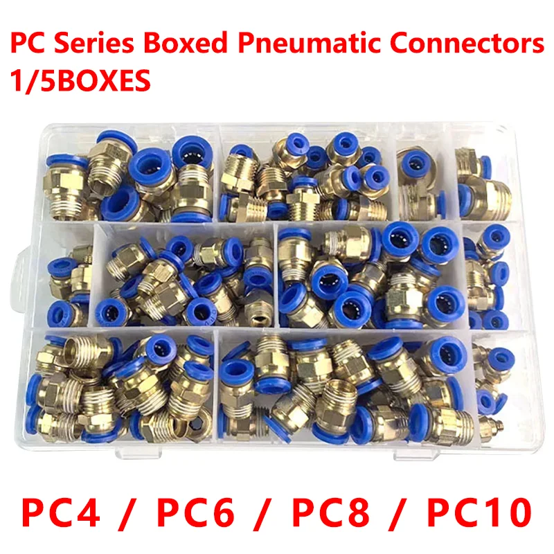 

PC6-02 PC8-02 PC10-02 PC Series Boxed Air Joint Connectors Hose Tube Pneumatic Fittings Push in Quick Release Couplings1/4 1/8