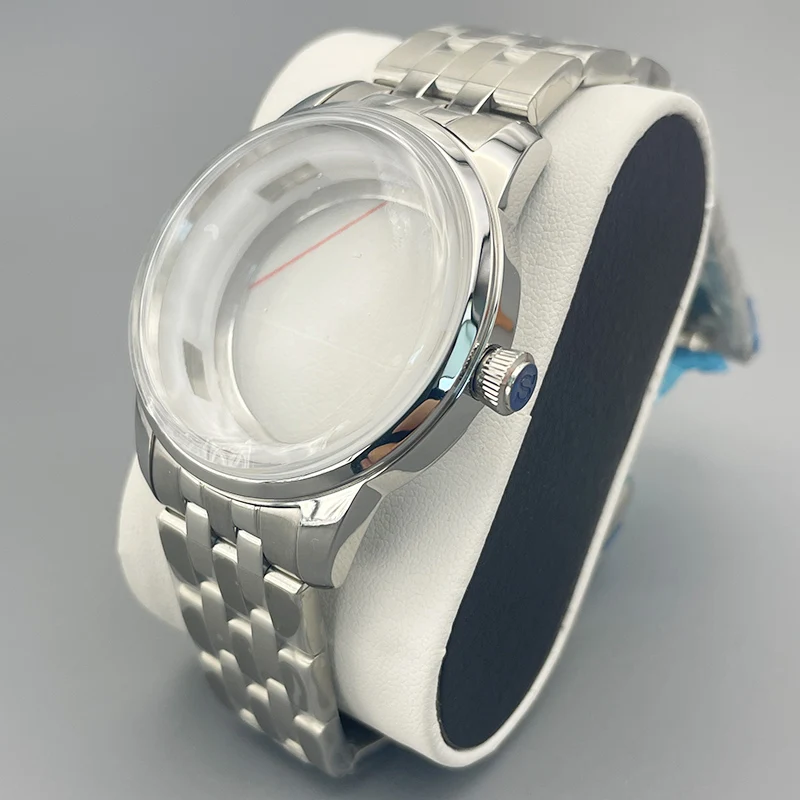 

40mm Cocktails Stainless Steel Watch Case Fit NH35 NH38 Movement Arch Glass Transparent Backcover Silver Case Suit 35mm Dial