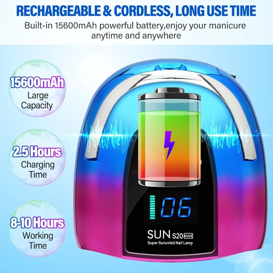 Lampada UV LED per unghie Asciugatrici Cordless 128W Luce UV ricaricabile portatile per unghie in gel Kit polacco Gel per costruttore wireless a polimerizzazione rapida L