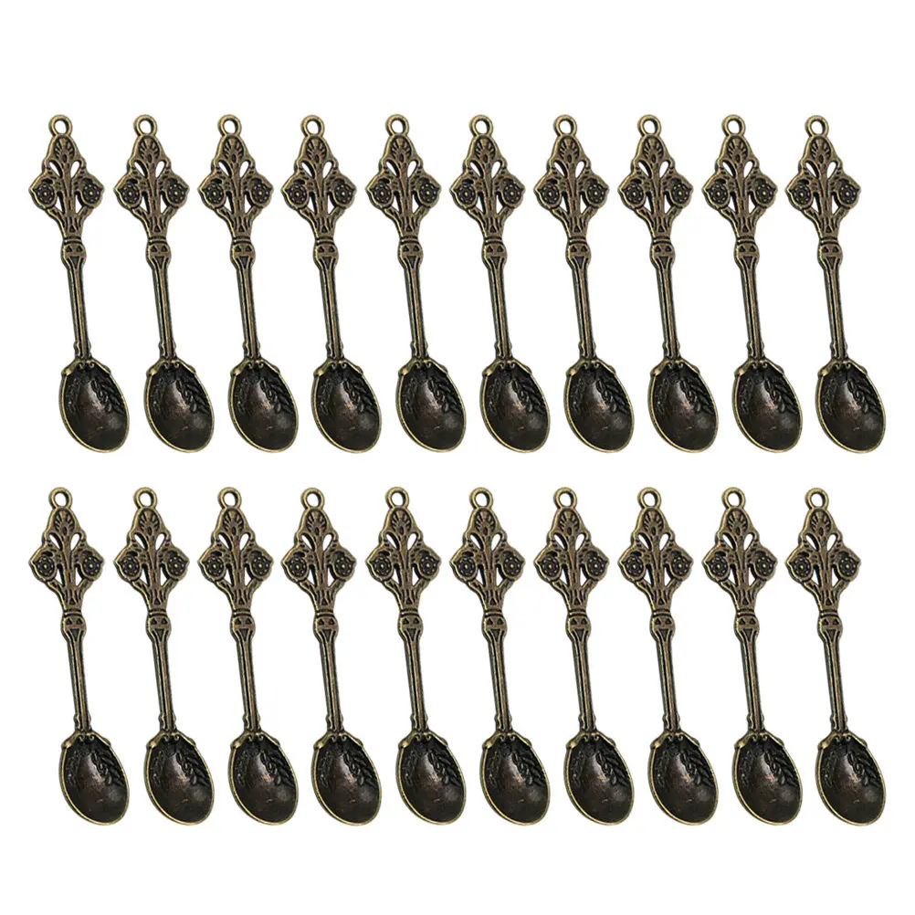 

20 шт. подвесок-ложек из сплава, резные, прочные, для изготовления ювелирных изделий своими руками, шармы для ожерелий, браслетов, серег, аксессуары, подвески-шармы из сплава