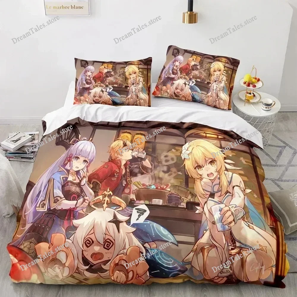 

Game Genshin Impact Comforter Bedding Sets Quilt Bed Cover Duvet Cover Pillow Case Sets Kids Adult Size Home Textileextile