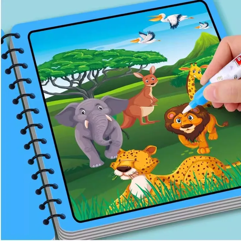 Magic Water Painting Book Water Pen Coloring Sea World Animal World Painting Can be Repeated Graffiti Book Children Toy