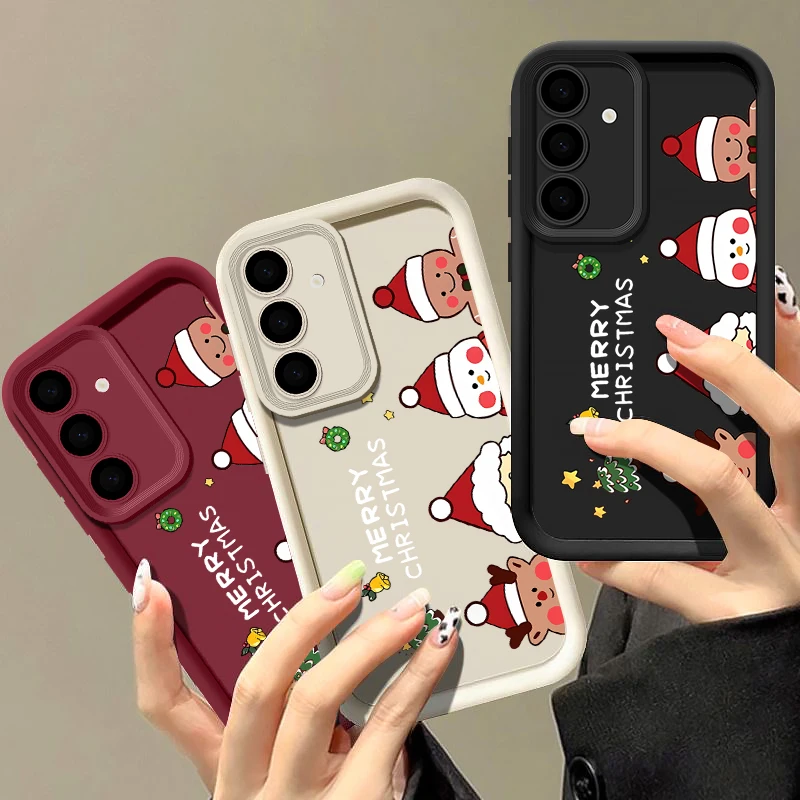 Christmas Pattern Case For Samsung Galaxy S24 S23 S22 Ultra S21 Plus S20 FE A55 A54 A14 A34 A35 A15 A16 A52 A53 5G Phone Cover