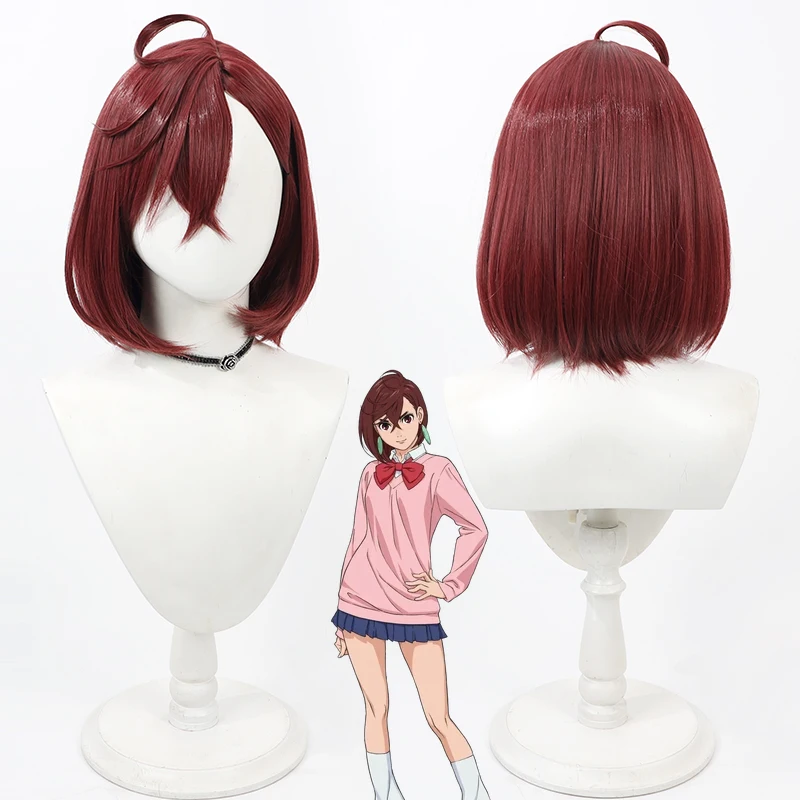 Anime Dandadan Cosplay Momo Ayase Wig Short Wine Red Bobo Heat Resistant Synthetic Hair Halloween Costume Role Play Party Wigs