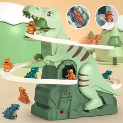 Dinosaur Climbing Slide Music Toy with 3 Dinosaurs Electric Slide Toy Car Puzzle Fun Educational Toy Christmas Gift for Boys