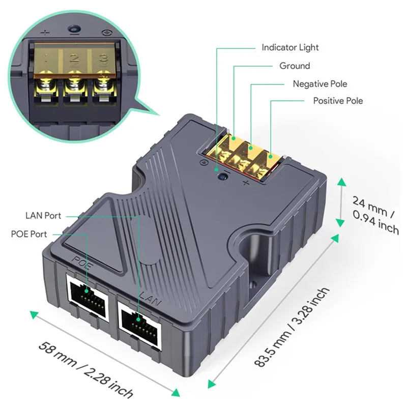 VANDESAIL for Starlink V2 Outdoor Injector |   Dish Cable Adapter to RJ45 | Car DC Step-Up Converter 12V to 48V