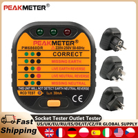 PEAKMETER PM6860EU UK US Socket Tester 30mA RCD Polarity Phase Check Outlet checker Plug Ground Zero Line Smart Socket Detector