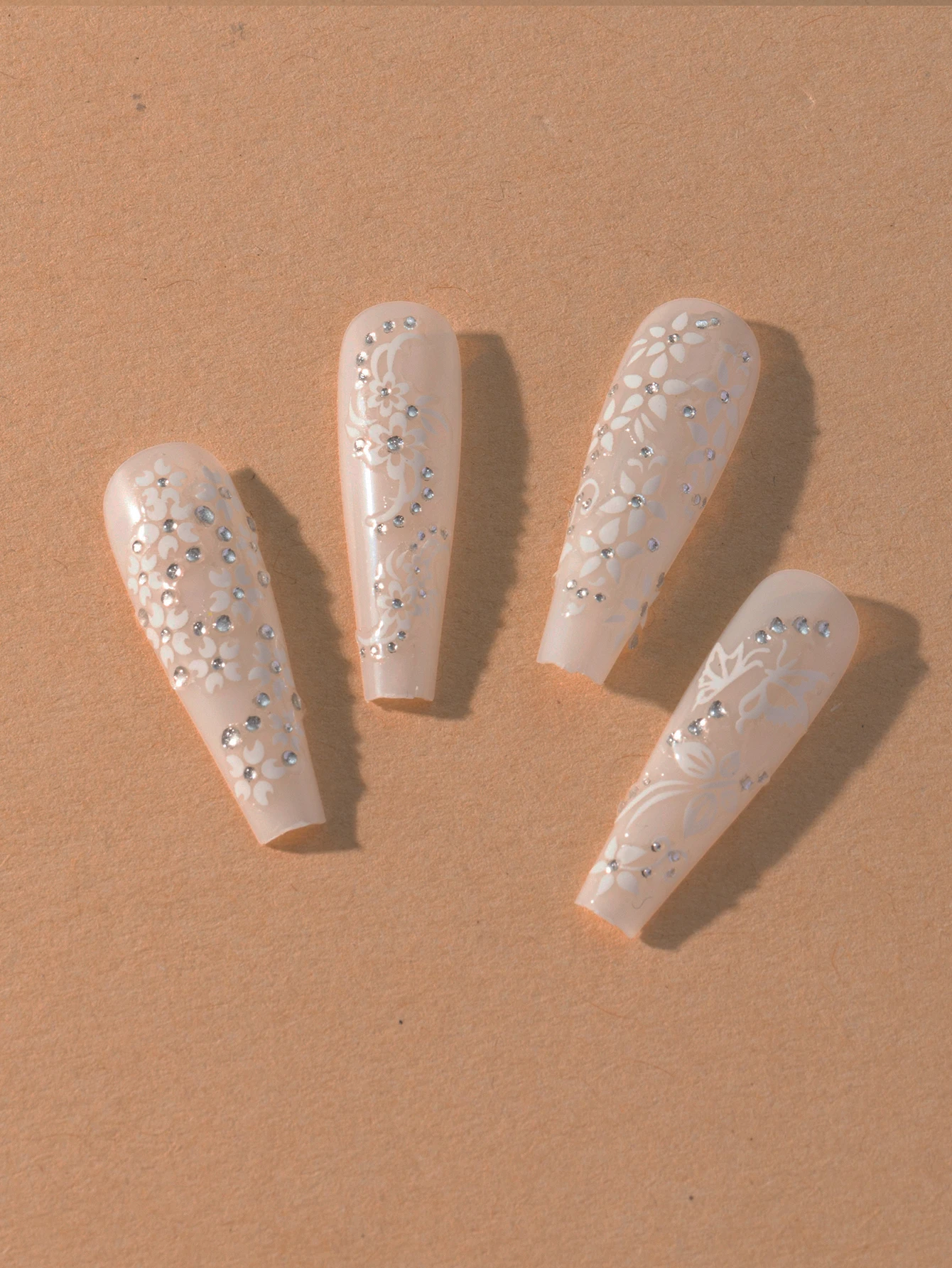 30sheets 2023 New Rhinestone White Flower 3D Decals Decoration Nails Art Accessories Design Sticker