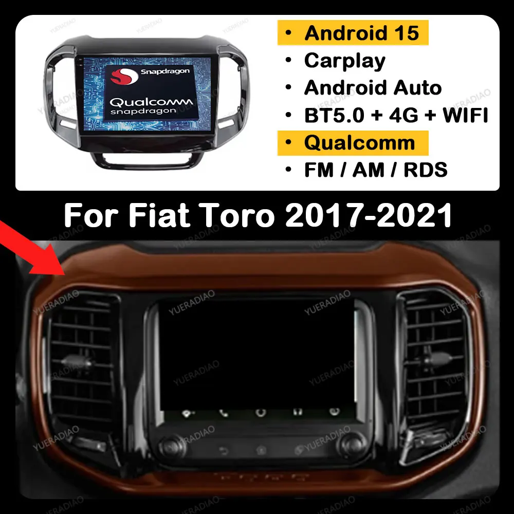 

Android 15 Car Radio For Fiat Toro 2017 2018 2019 2020 2021 Multimedia Stereo Video Player Carplay Auto GPS NAVI WIFI 4G QLED BT