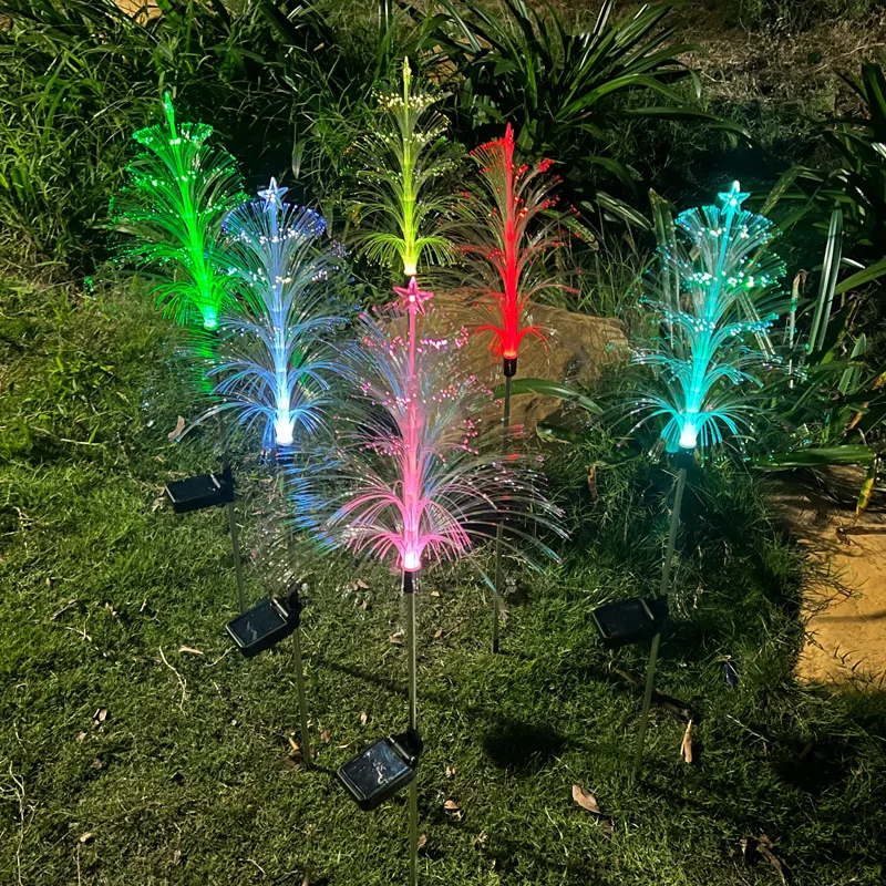 Solar Five-layer Fiber Optic Christmas Tree Pentagram Festive Atmosphere Decorated Patio Lawn LED Outdoor Waterproof Lights