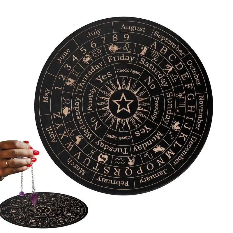 Placa de espírito ouija, planchette metafísica de madeira, placas de mensagens com letras, decisão, fazendo placa de adivinhação de radiestesia