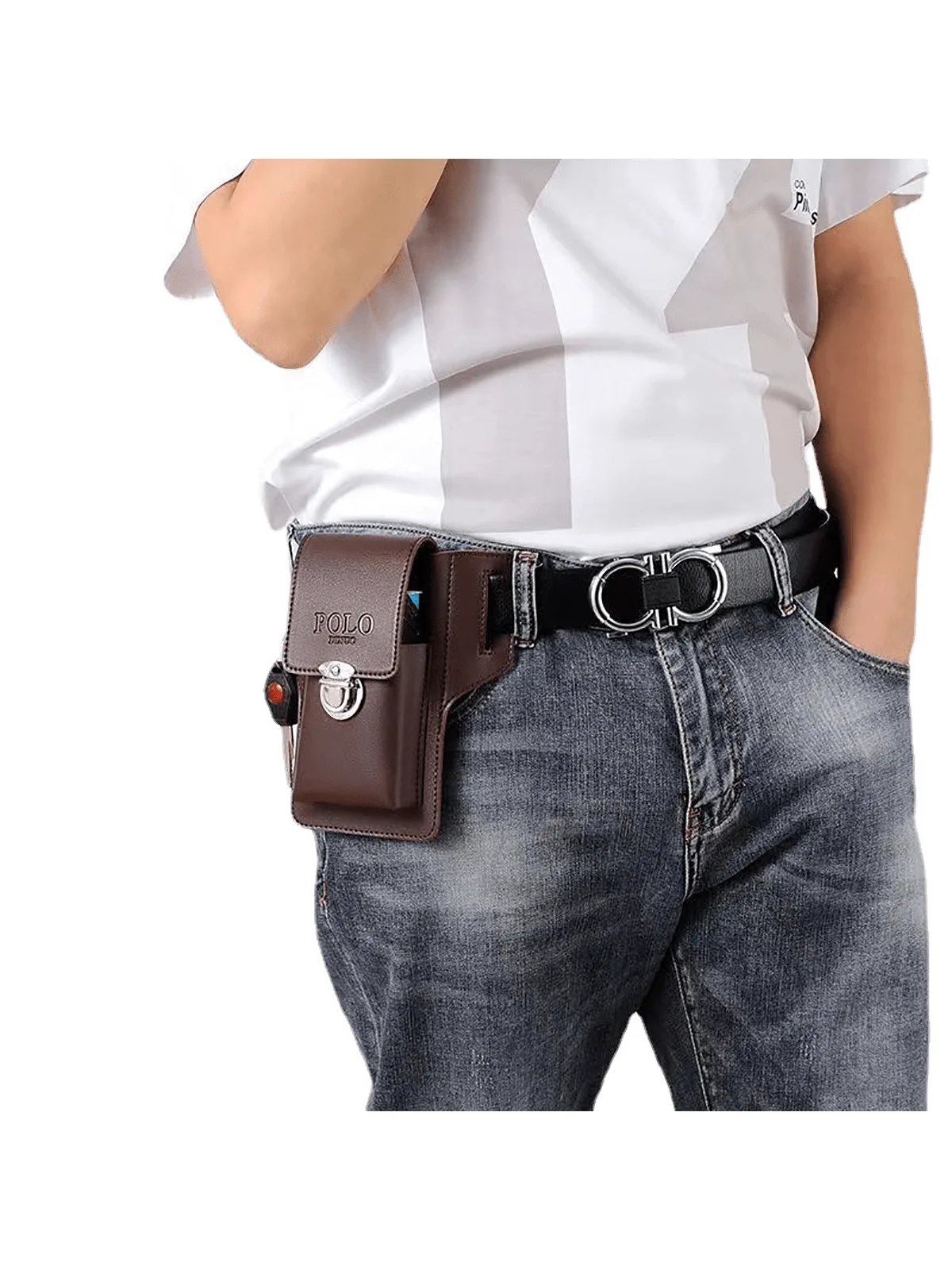 Leather Belt Bag With Belt Loop, Cell Phone Holster And Cell Phone Pouch Wallet, Suitable For Most Mobile Phones