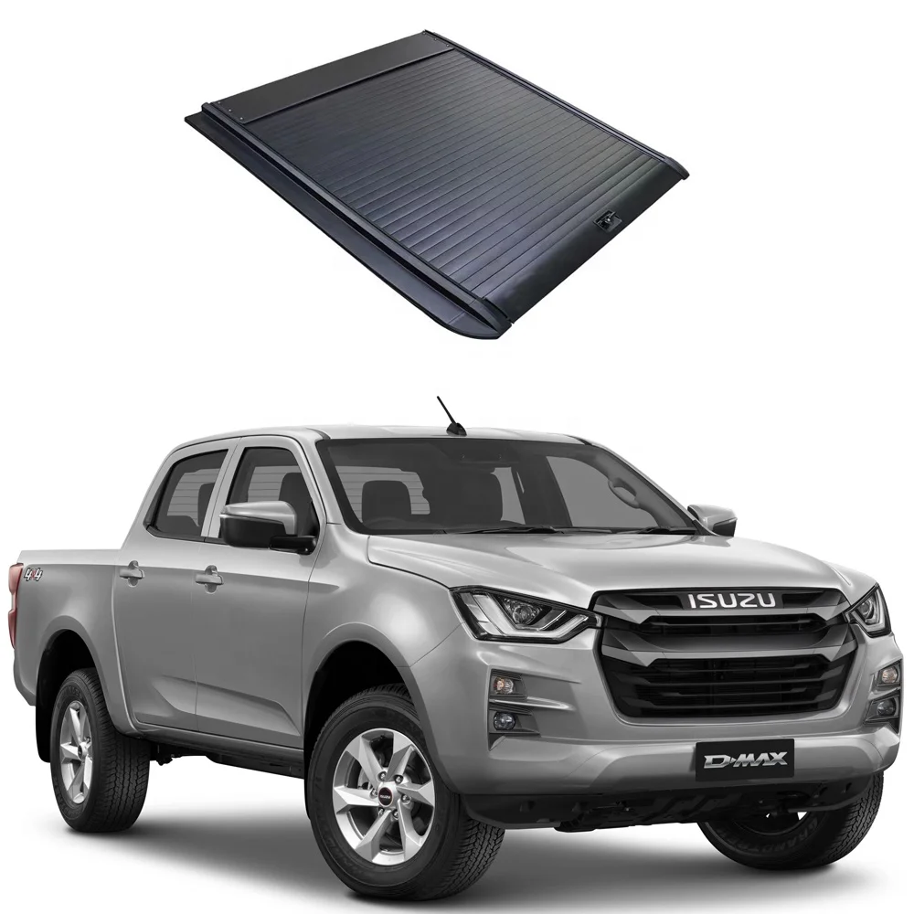 Tonneau Cover Roller Lid Pick up Truck Hard Bed Car Retractable Aluminium Alloy for Isuzu Dmax Black 4X4 Pickup Truck Cars Autos