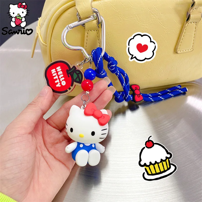 Kawaii Sanrio Keychain Accessories Hello Kitty Keyring Backpack Pendant Anime Figures Kuromi Keychain Car Key Ring Girl Toy Kid