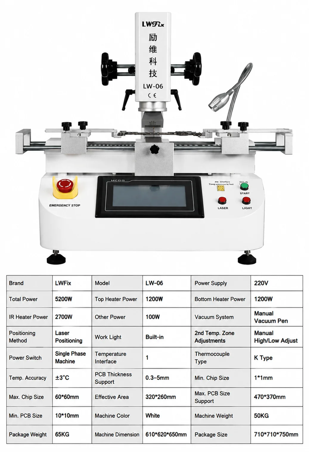 LWFix LW-06 BGA Rework Station 4800W PCB Repair Machine with 3 Independent Heating Zones XYZ Axis Adjustable SMT Soldering Equipment for LCD Screen IC Chip Repair