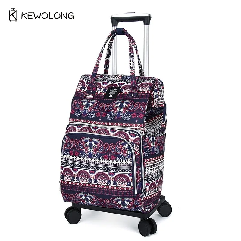 

Expandable Trolley Backpack Foldable Luggage with 360° Wheels Detachable Daypack Travel Bag