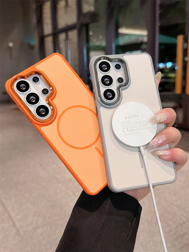 Luxuriöse matte Hülle für Samsung Galaxy S26 S25 S24 Ultra S26Plus A57 A56 A36 A26 A17 A37 mit MagSafe Wireless Charge Bumper Cover