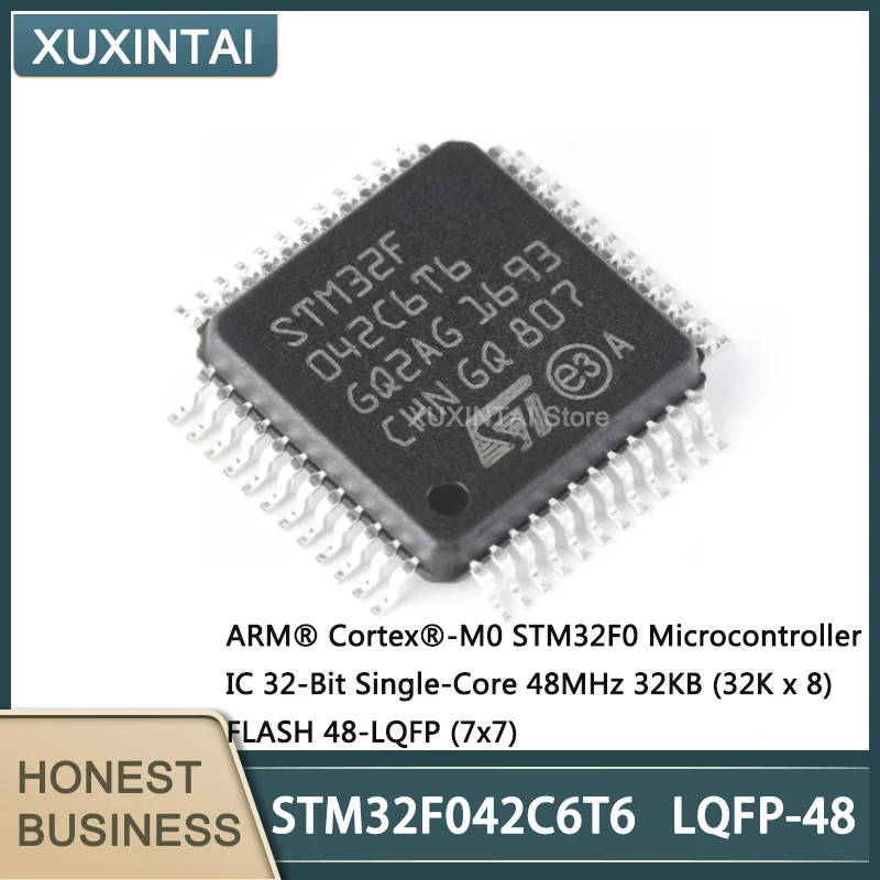 5Pcs/Lot New Original STM32F042C6T6 STM32F042 LQFP-48 Microcontroller IC 32-Bit Single-Core 48MHz 32KB (32K x 8) FLASH