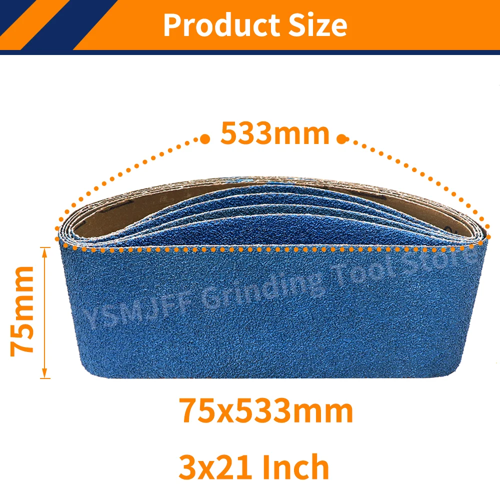 10PCS 3x21 Inch Zirconia Sanding Belts,533x75mm Belt Sander Sanding Belts for Bench Sander,Woodworking,Metal Grinding Polishing