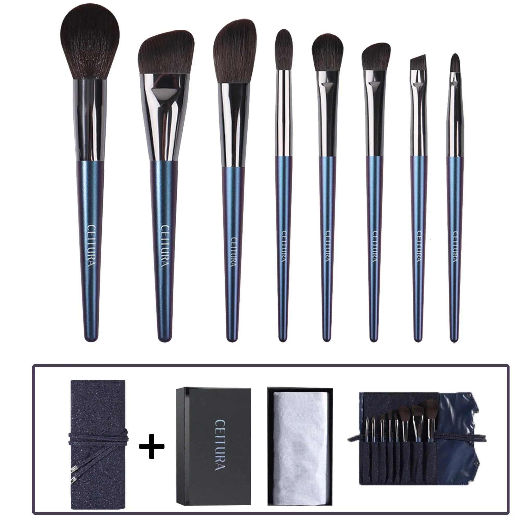 

Imitation Gray Squirrel Hair Makeup Brush Set - 8PCS with Storage Bag Gift Box, can be used to apply eyeshadow and loose powder
