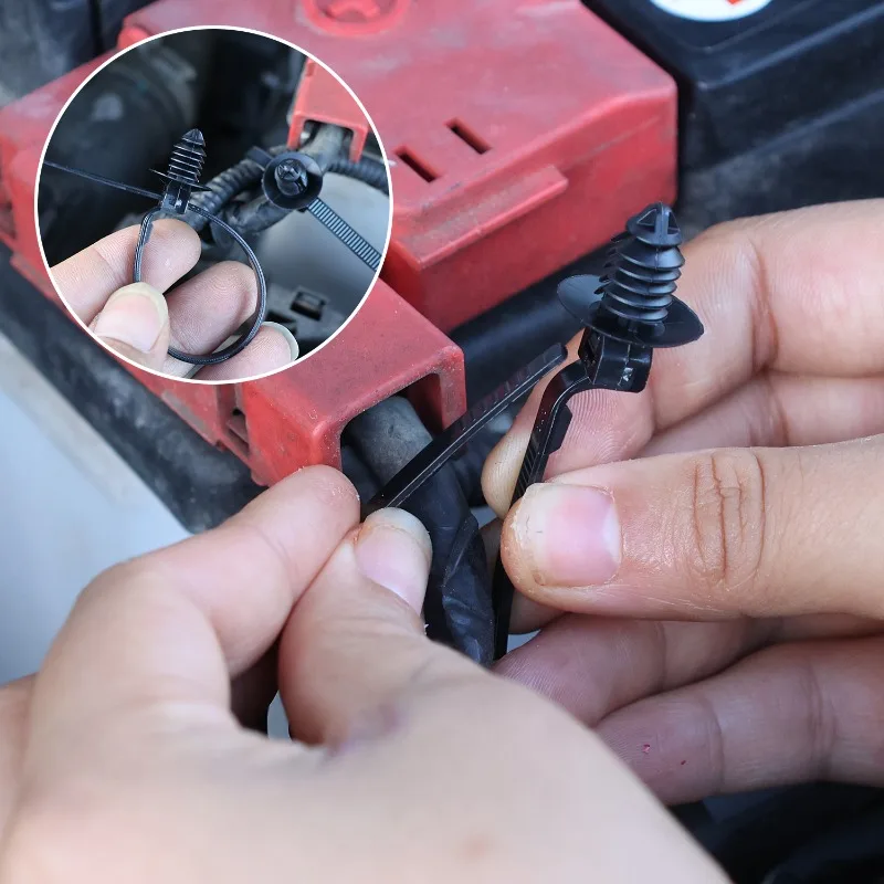 Picture 4: Car Nylon Threaded Cable Ties Auto Wiring Harness Straps Self-Locking Fasteners Universal Automotive Repair Tie Wrap Accessories