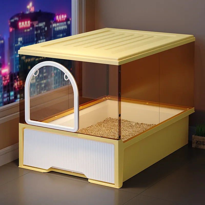 Caja de arena cerrada extra grande para gatos: anti-salpicaduras