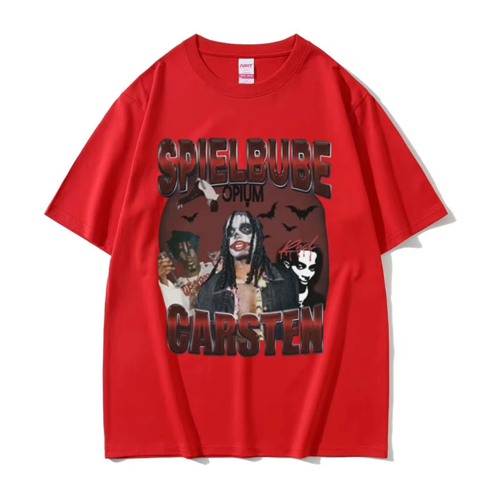 مغني الراب Playboi Carti Spiel Bube Carsten Opium الجرافيك تي شيرت كامل لوتا الأحمر تي شيرت مطبوع الرجال خمر الهيب هوب بلايز كبيرة الحجم