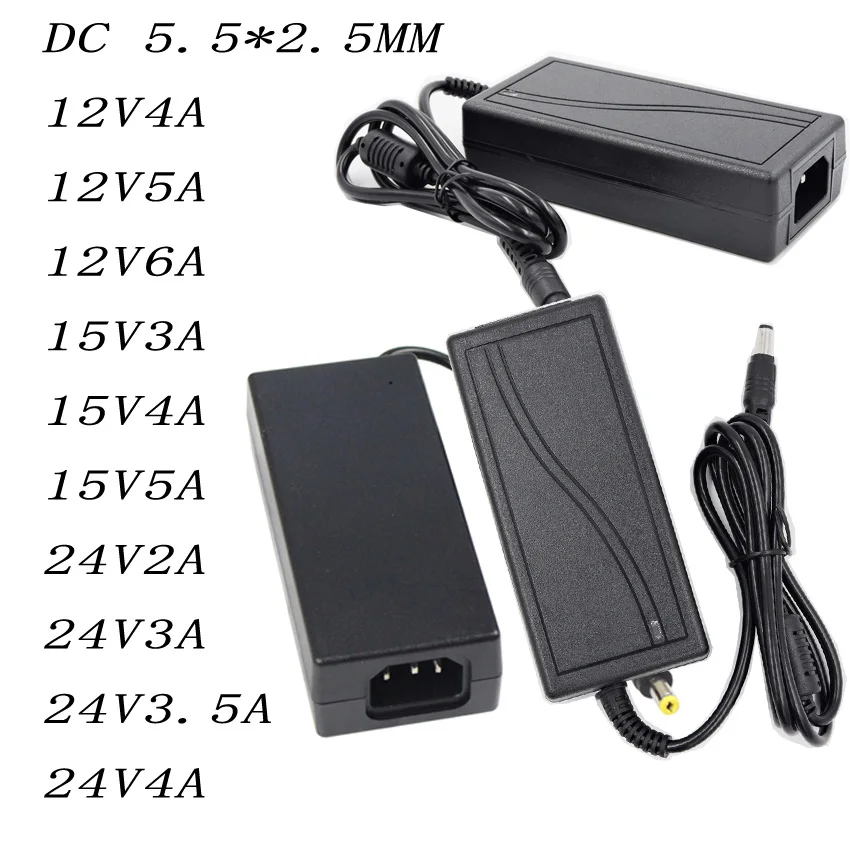 Convert AC 100V-240V to DC 12V 15V 19V 24V 3A 3.5A 4A 5A 6A Laptop Power Adapter 15V Charger for Power Tool LED Speakers