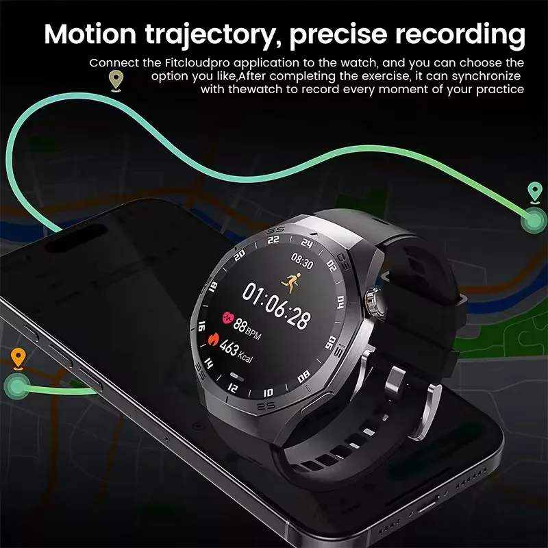 2025 ใหม่สําหรับ Huawei GT5 Pro สมาร์ทนาฬิกาผู้ชาย 1.52 "หน้าจอ AMOLED GPS วิถี Heart Rate สายบลูทูธ SmartWatch กันน้ํา