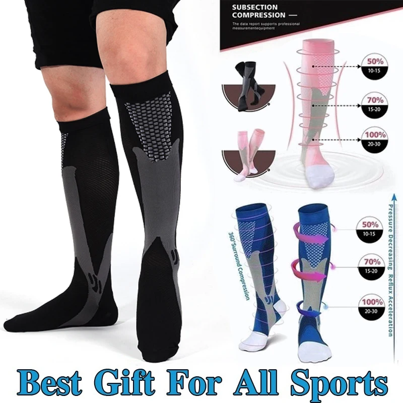 Compression Socks Travelers Socks Football Soccer Thigh Long Tube Unisex Outdoor Sports Nurses Stockings For Men Women