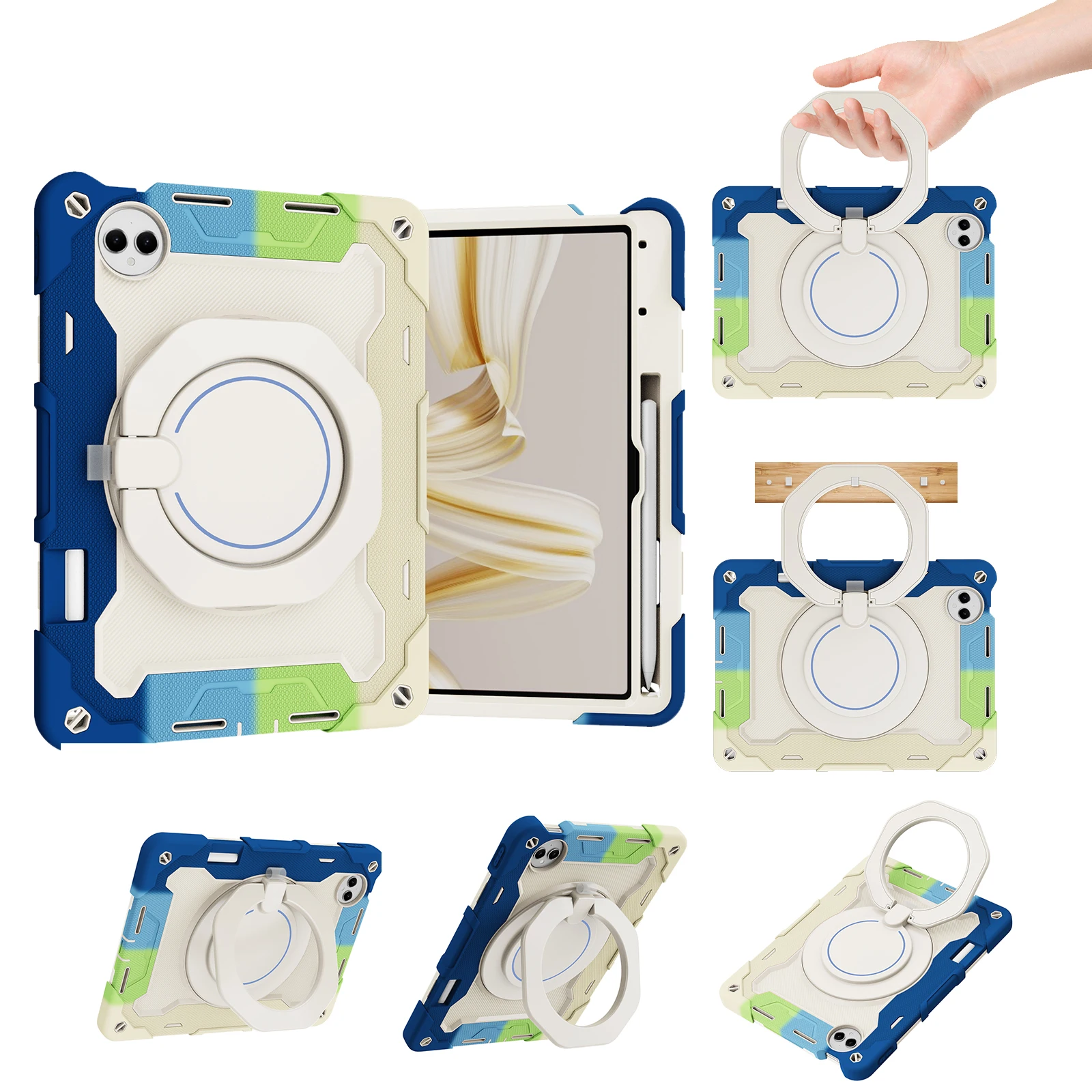

Armor Stand Case Universal For Huawei MatePad Pro 12.2 2025 2024 12.1 inch Heavy Duty Cover With Rotating Handle Grip Shockproof