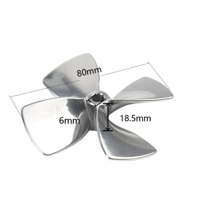 4-Blade 316 Stainless Steel Marine Propeller 80mm Diameter 1.2mm Pitch with Optional 5mm/6mm Bore for Enhanced Performance