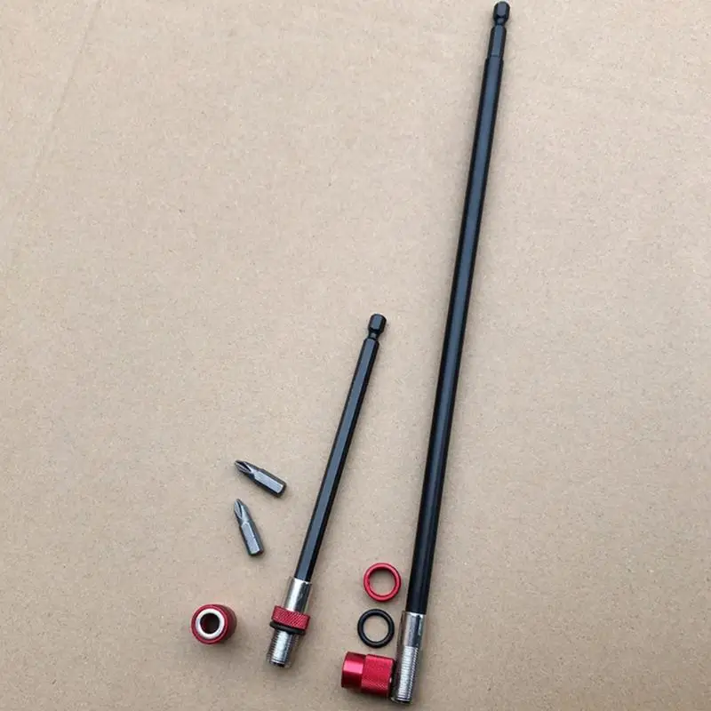 A2BE 4pcs 1/4 Inches Bit Extension Bar With 8 Red Adapters Suitable For Precise Work In Tight Space Improved Grip