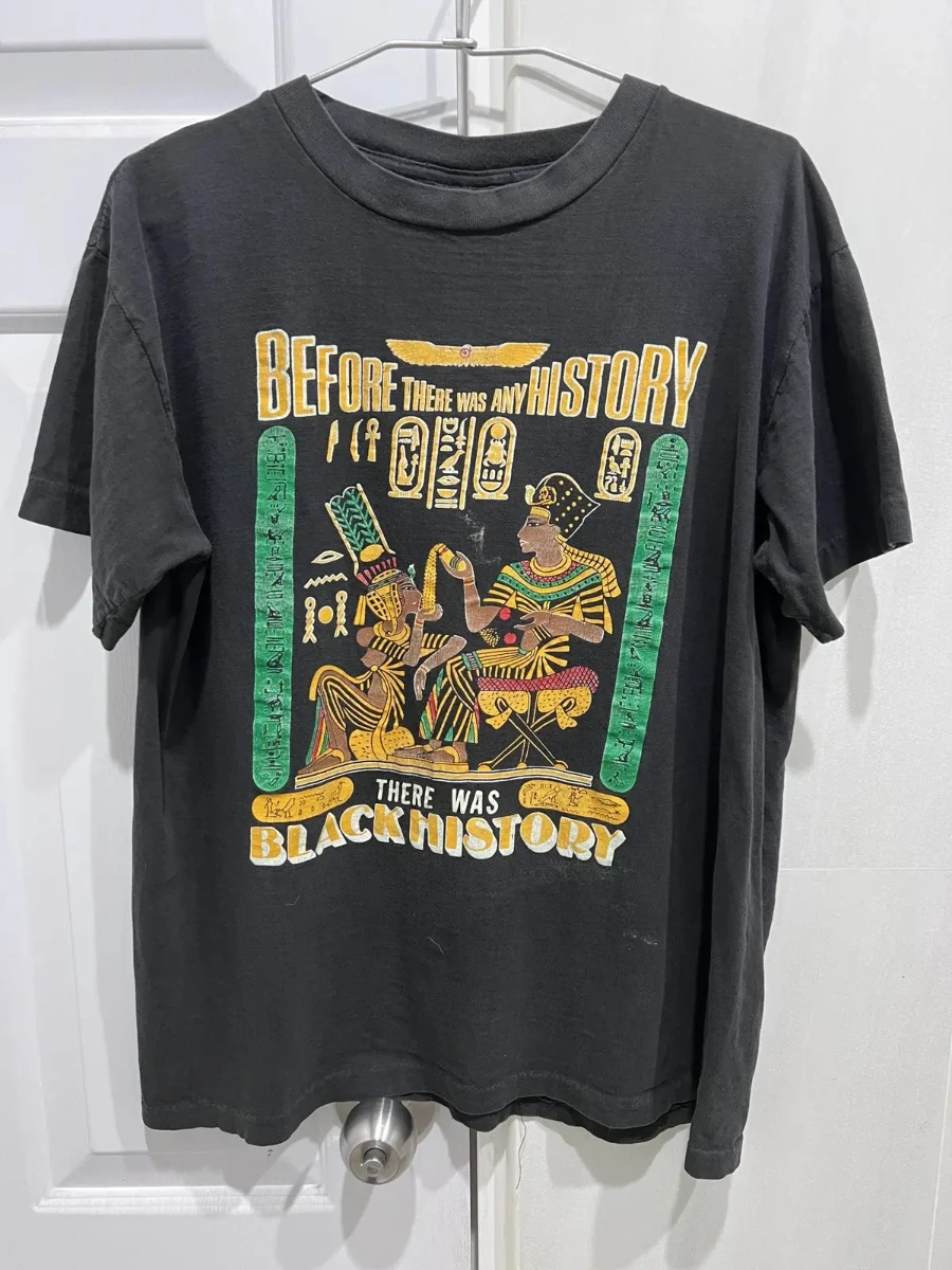 Y2K Vintage 90s There Was Black History Queens of Ancient Faded Hip Hop T-Shirt Tee Streetwear Oversized Loose Casual