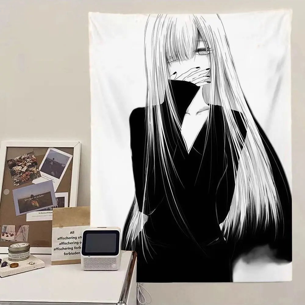Subculture Y2K Black Vintage Style Tapestry Wall Hanging Decor for Bedroom Dorm Headboard Desk Unique Retro Design