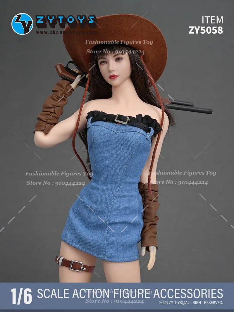 Zytoys 1/6กระโปรงยีนส์หมวกคาวบอยทหารสำหรับผู้หญิง, กระโปรงผ้ายีนส์คอสเพลย์รองเท้าบู๊ทคาวบอยตะวันตกสูทขนาด12นิ้วตุ๊กตาขยับแขนขาได้