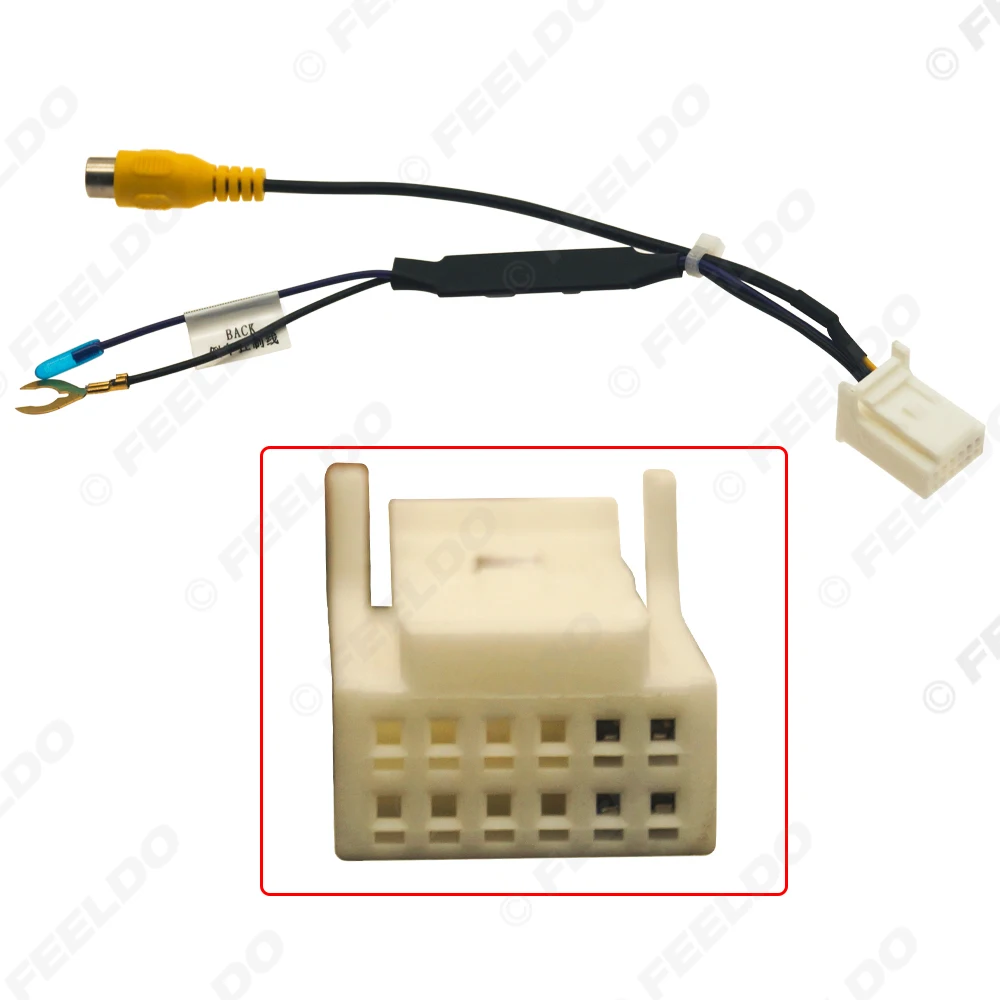 Car Parking Reverse Wire Adapter 12Pin Male Car Camera Video Plug RCA Cable With 12V-6V Power Convertor Board For Toyota Car Mod