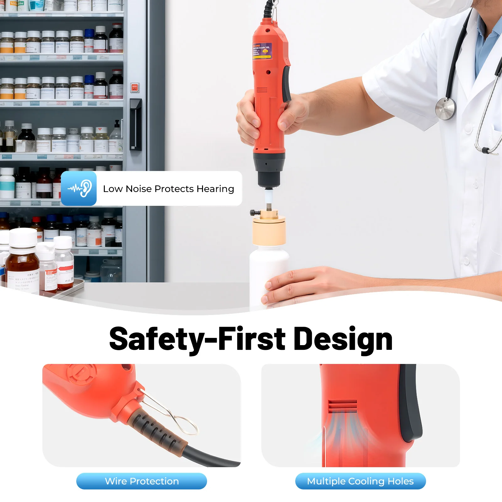 

Bottle Screwing Sealing Machine, Handheld Bottle Capper Electric Bottle Capping Machine for 10-30mm Round Plastic Caps