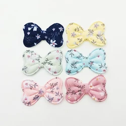 60Pcs 3.9*2.5CM Handmade Bowknot Padded Appliques For Baby Hairpin Headwear Crafts Decor Ornament Garment Accessories