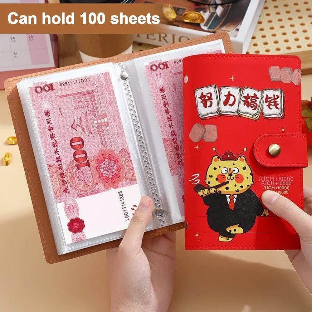Save Money 100 Envelopes Money Saving Challenge PU Large Capacity Money Collection Book Portable Waterproof