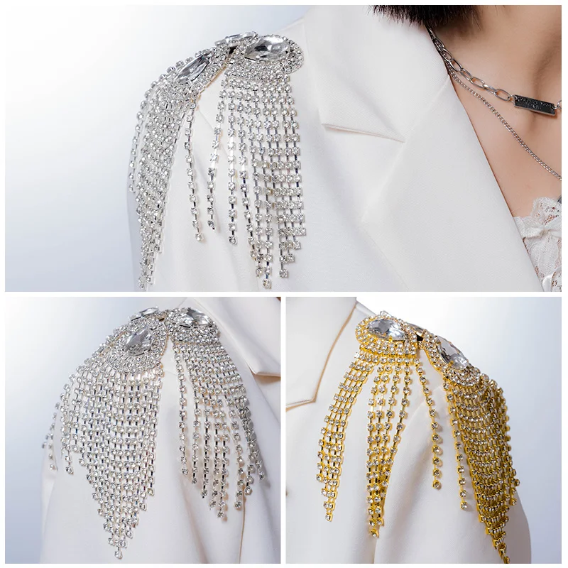 DUCRYSTARL 2 قطعة/المجموعة الزجاج الكريستال شرابة حجر الراين حزام الكتف DIY زي البدلة الديكور كريستال بريق الملحقات #6