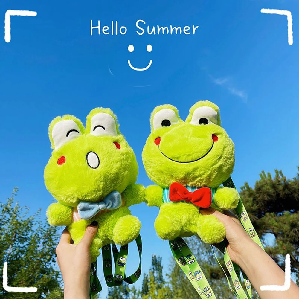 22CM New Cute Girl Plush Backpack Green Cartoon Frog Figure Backpack Female Children Student Birthday Christmas Gift