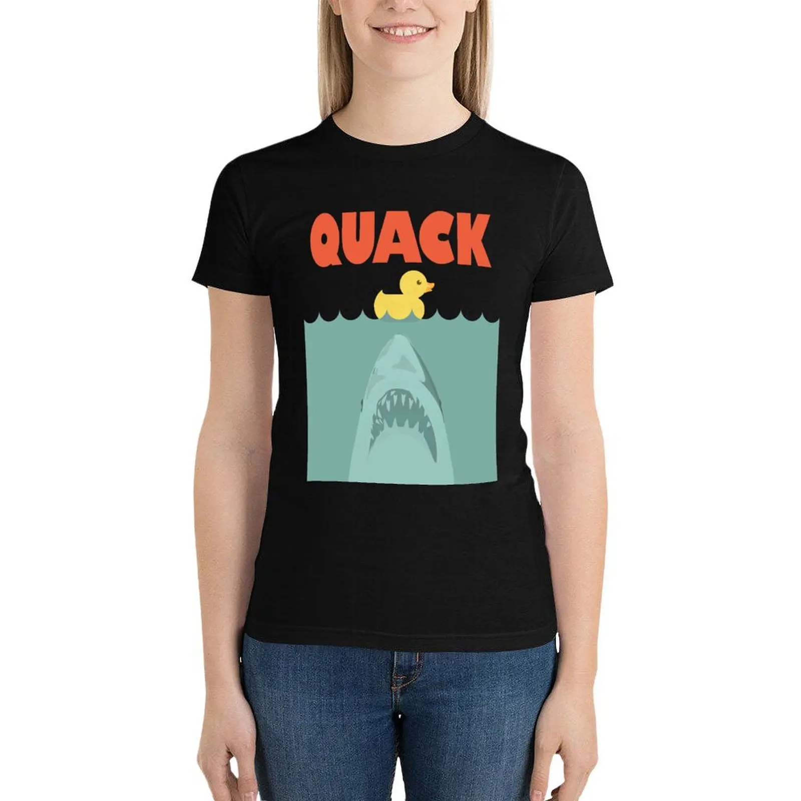 

Jaws Rubber Duck 'Quack' T-Shirt shirts graphic tees Short sleeve tee vintage clothes fashion woman blouse 2024