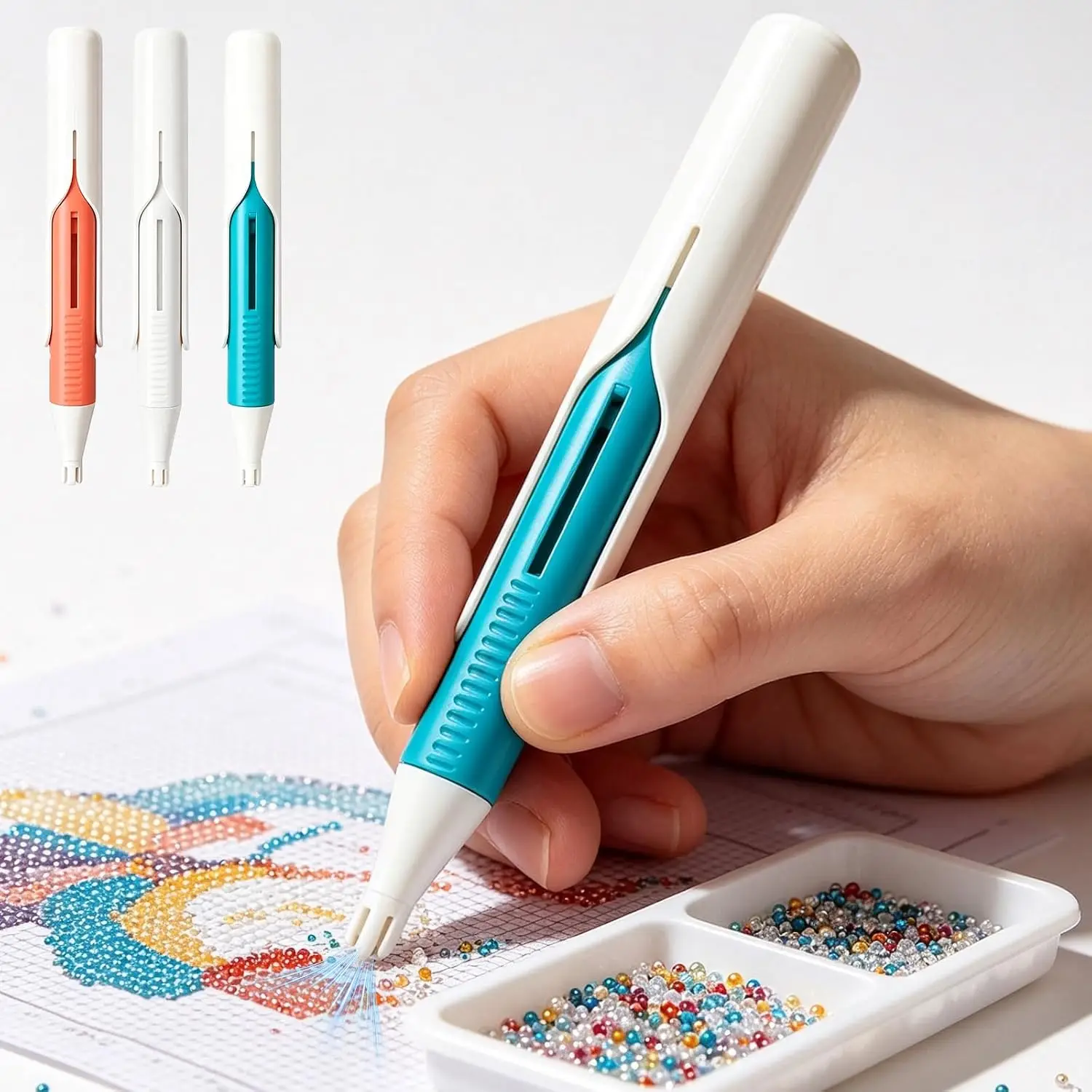 Automatischer Diamant-Malerei-Stift, Perlen-Spender, Diamant-Kunst-Stift-Werkzeug für 2,8 mm runde Perlen, DIY-Bastelzubehör-Set für Erwachsene