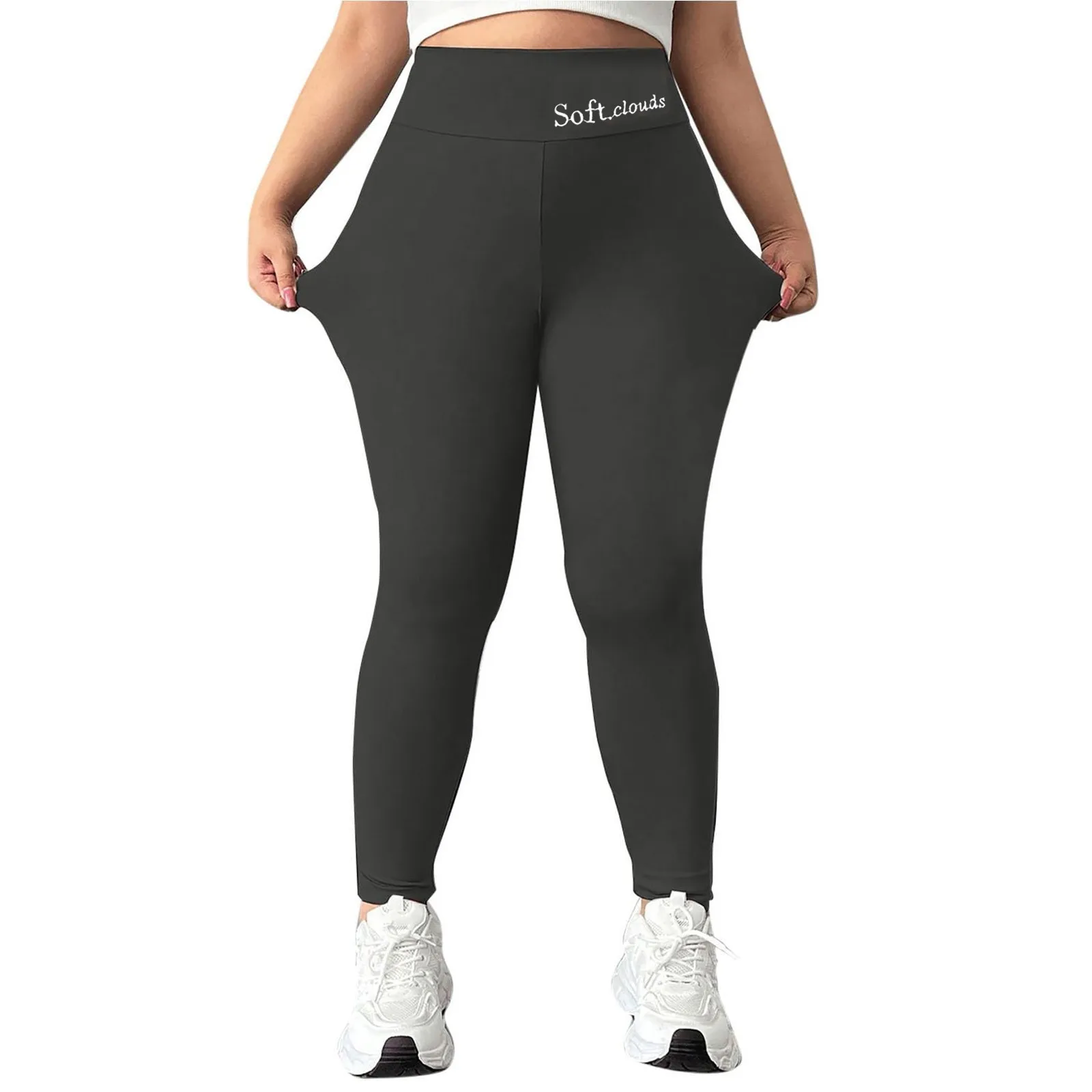 Leggings termici in pile tinta unita casual a vita alta da donna Autunno e inverno Pantaloni comodi dimagranti da corsa in peluche