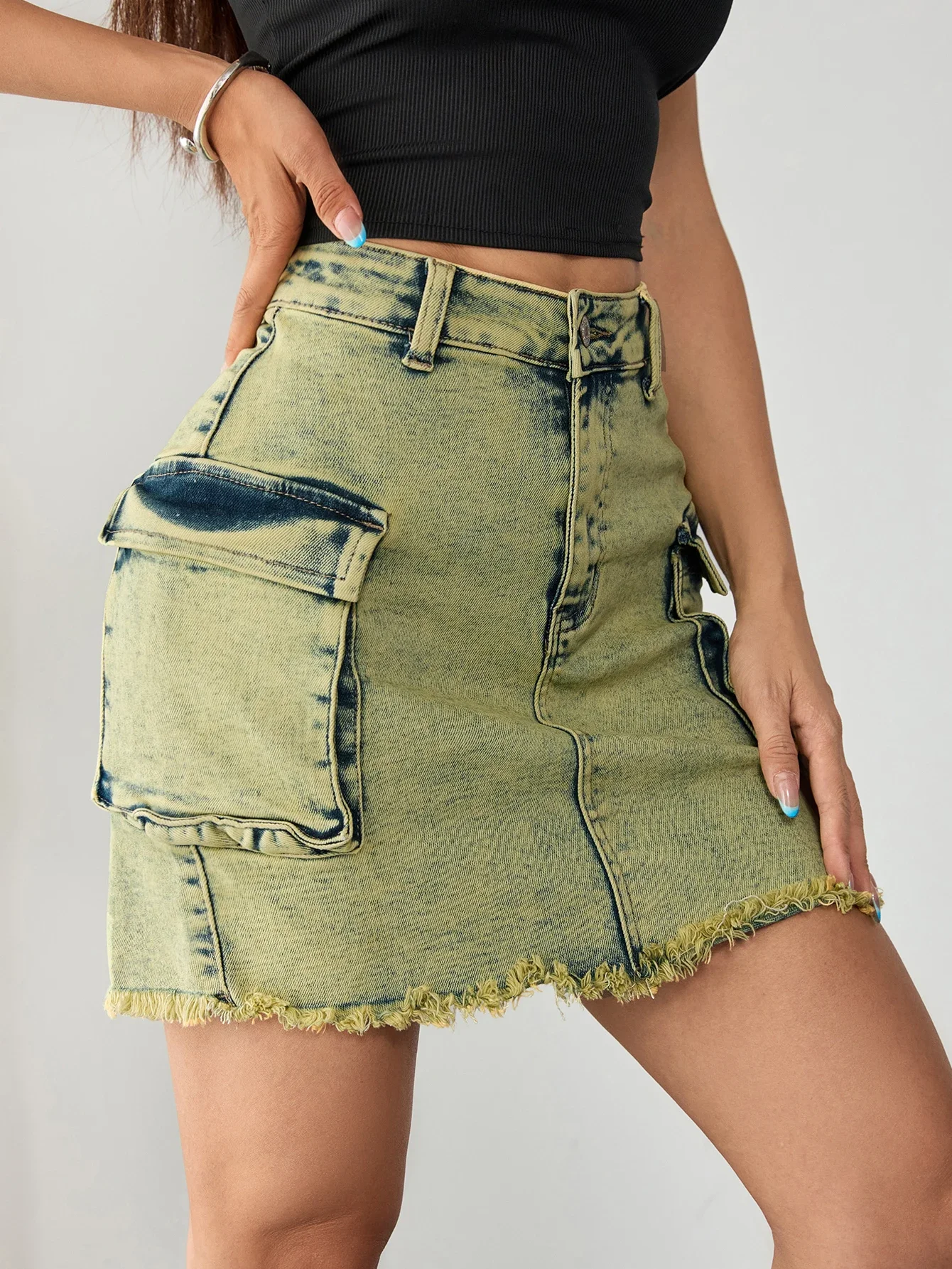 

Y2K уличная джинсовая юбка для женщин, модная мини-юбка с низкой посадкой, идея наряд для вечеринки или летней одежды