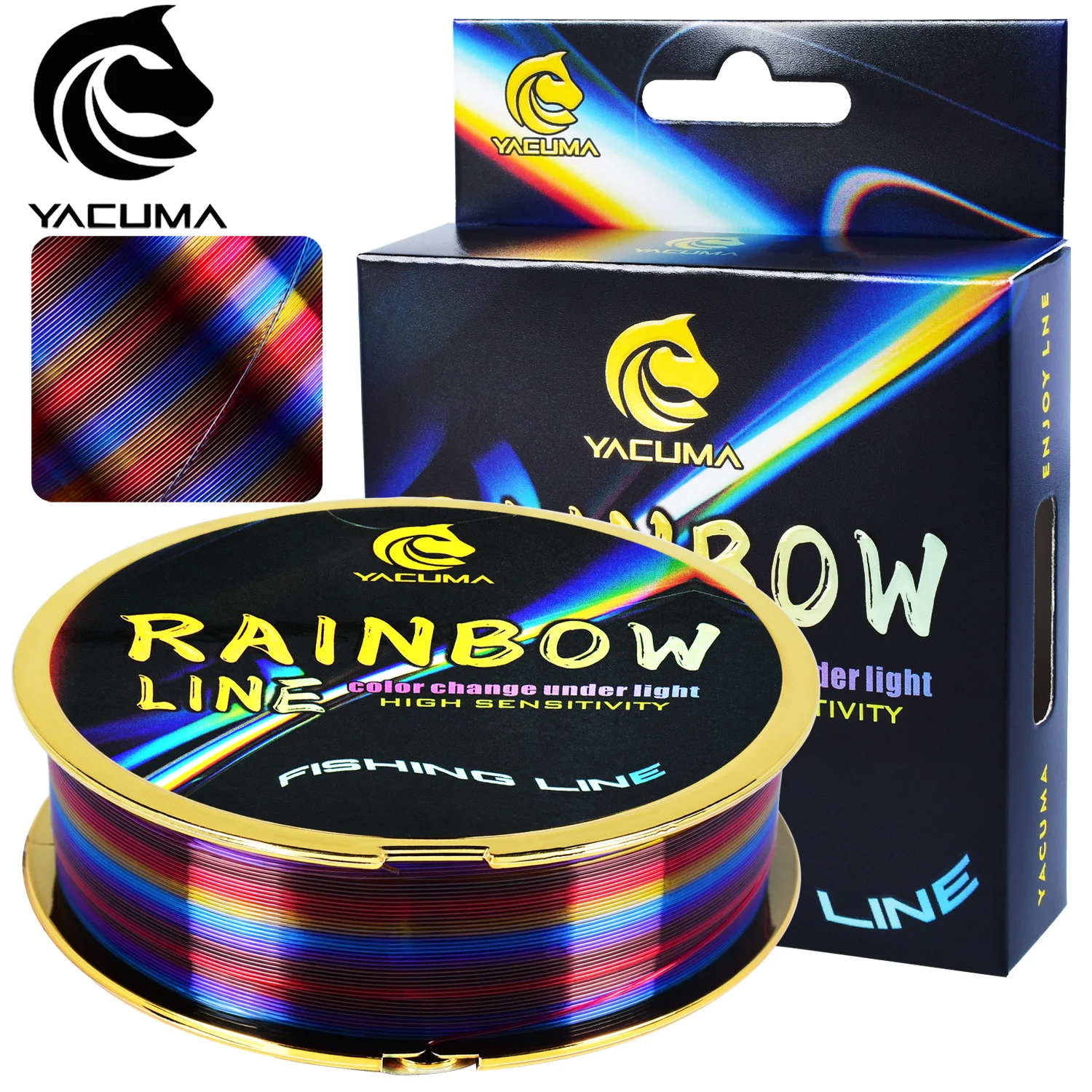YACUMA 105M/114YDS Regenbogen-Monofilament-Angelschnur mit Fluorcarbon-Beschichtung, 5LB-37LB Stärke, Nylon-Angelschnur für alle Angler