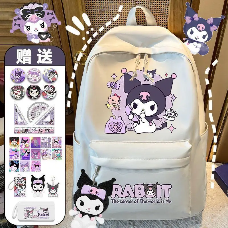 

Kuromi Cartoon Children's Versatile Backpack Kawaii Primary School Students To Reduce Burden Anime Sanrio Schoolbag Casual Sweet