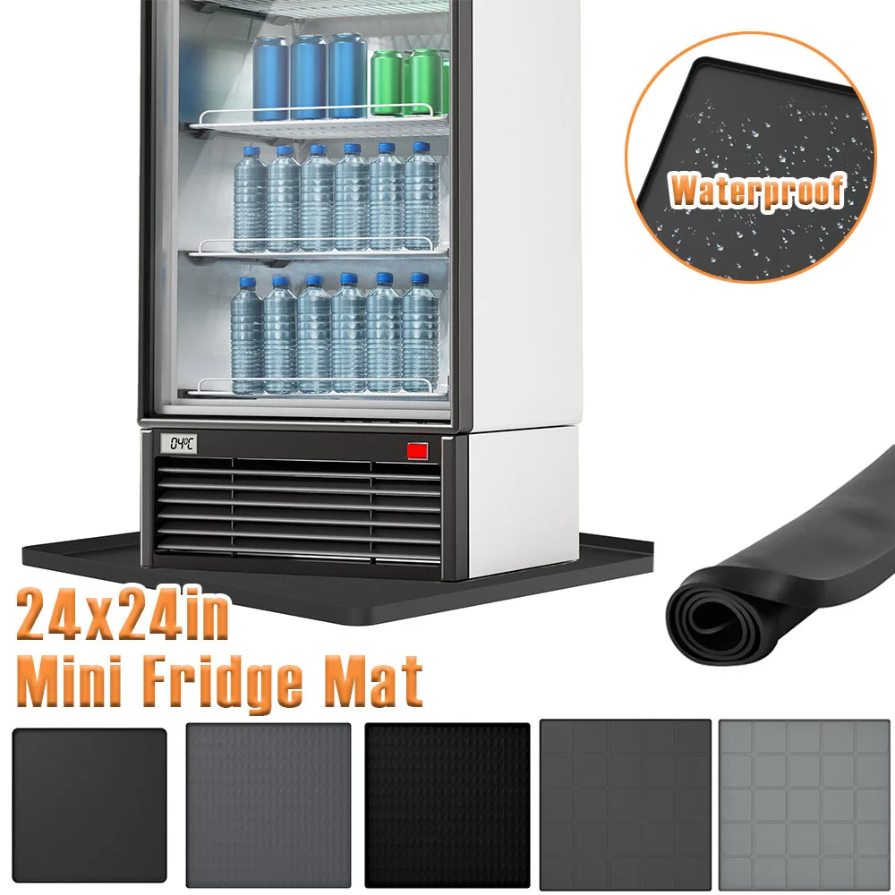 24x24in Mini Fridge Mat Silicone Refrigerator Floor Protector with Raised Edges Versatile Non-slip Washing Machine Dust Cover